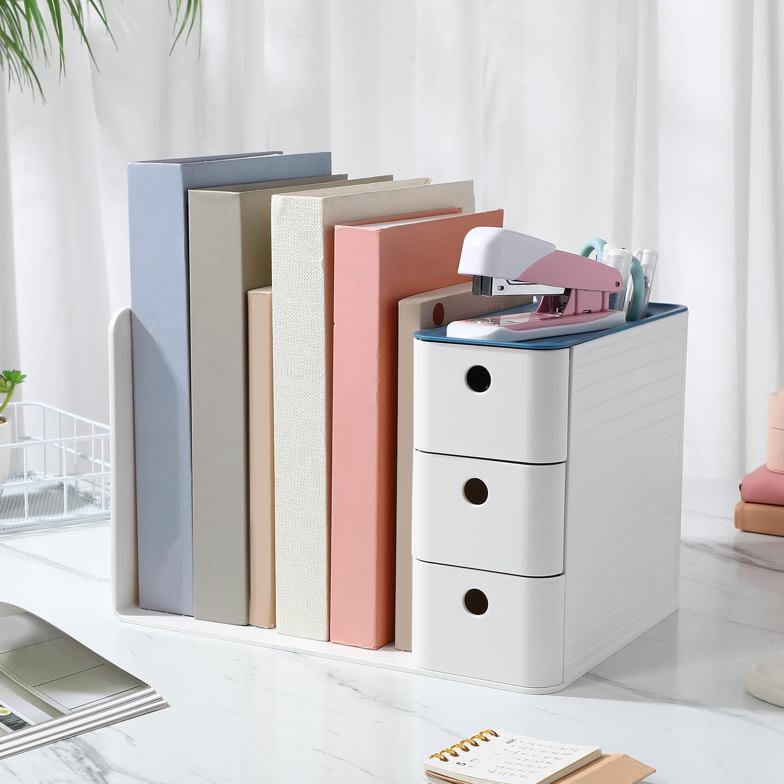 VILLCASE Schreibtischschubladen Organizer aus Kunststoff Kleiner Multifunktionaler Aufbewahrungsbox in Blau Platzsparend für Büro Make Up und Schreibtischzubehör