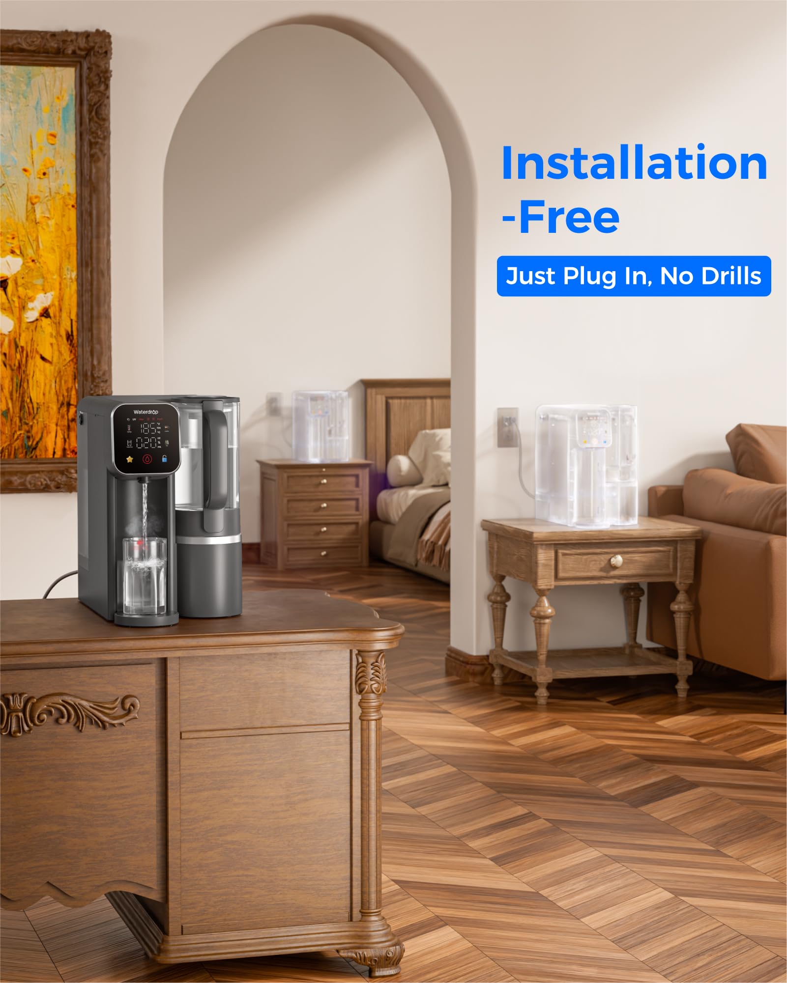 Waterdrop WD-M6H Instant Hot Reverse Osmosis System Countertop Water Filter 7-Stage 3 1 Pure to Drain Hot Water — view 9