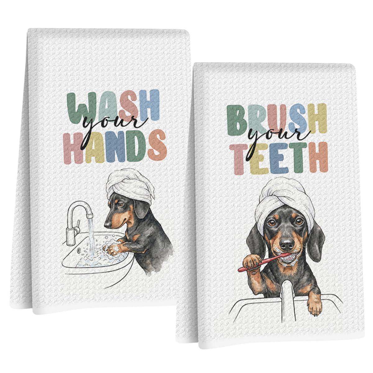 2 Pcs Funny Dachshund Hand Towel, Dachshund Gifts Reusable Dish Towels