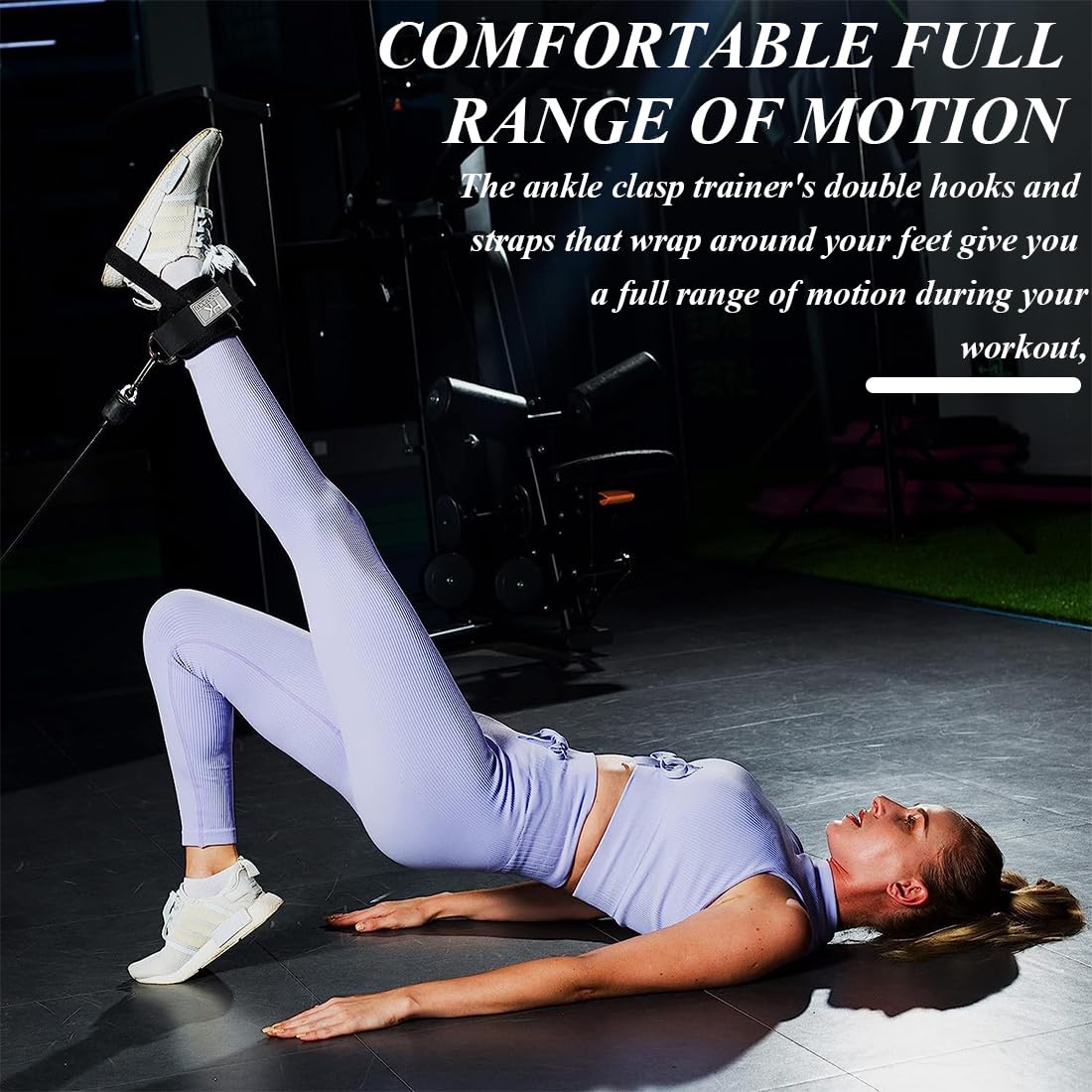 NJCXOLA 2 Pezzi Cavigliere Cavi Palestra, Cinghie per Caviglia, Cavigliere Pulegge con Doppio D Anello, Cavigliera Sportiva Regolabile, Allenamento Glutei Esercizi Gambe, Accessori Palestra