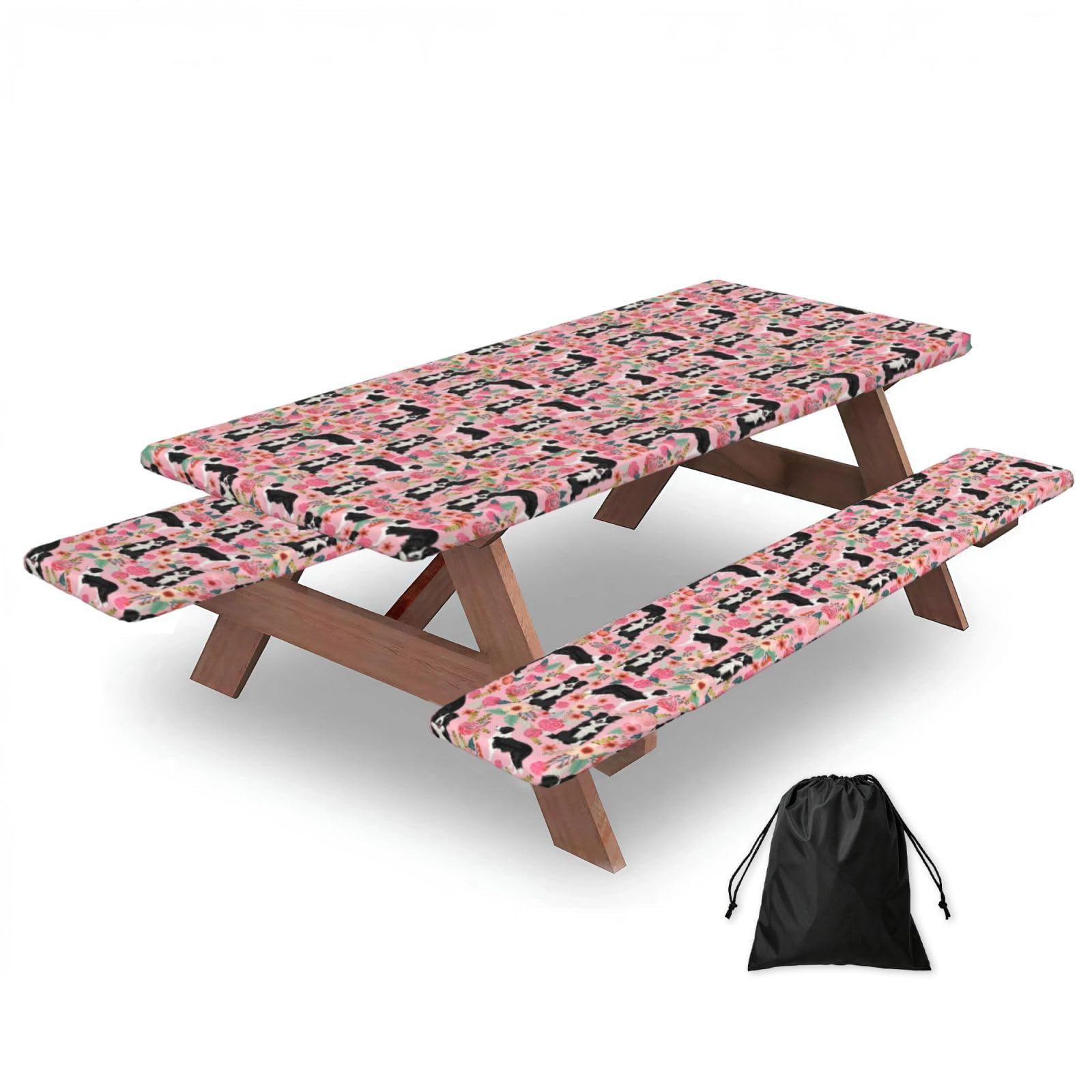 PPHGUT Dog Print Picnic Table Bench Cover Set Outdoor Garden Bbq Protector For Family Camping