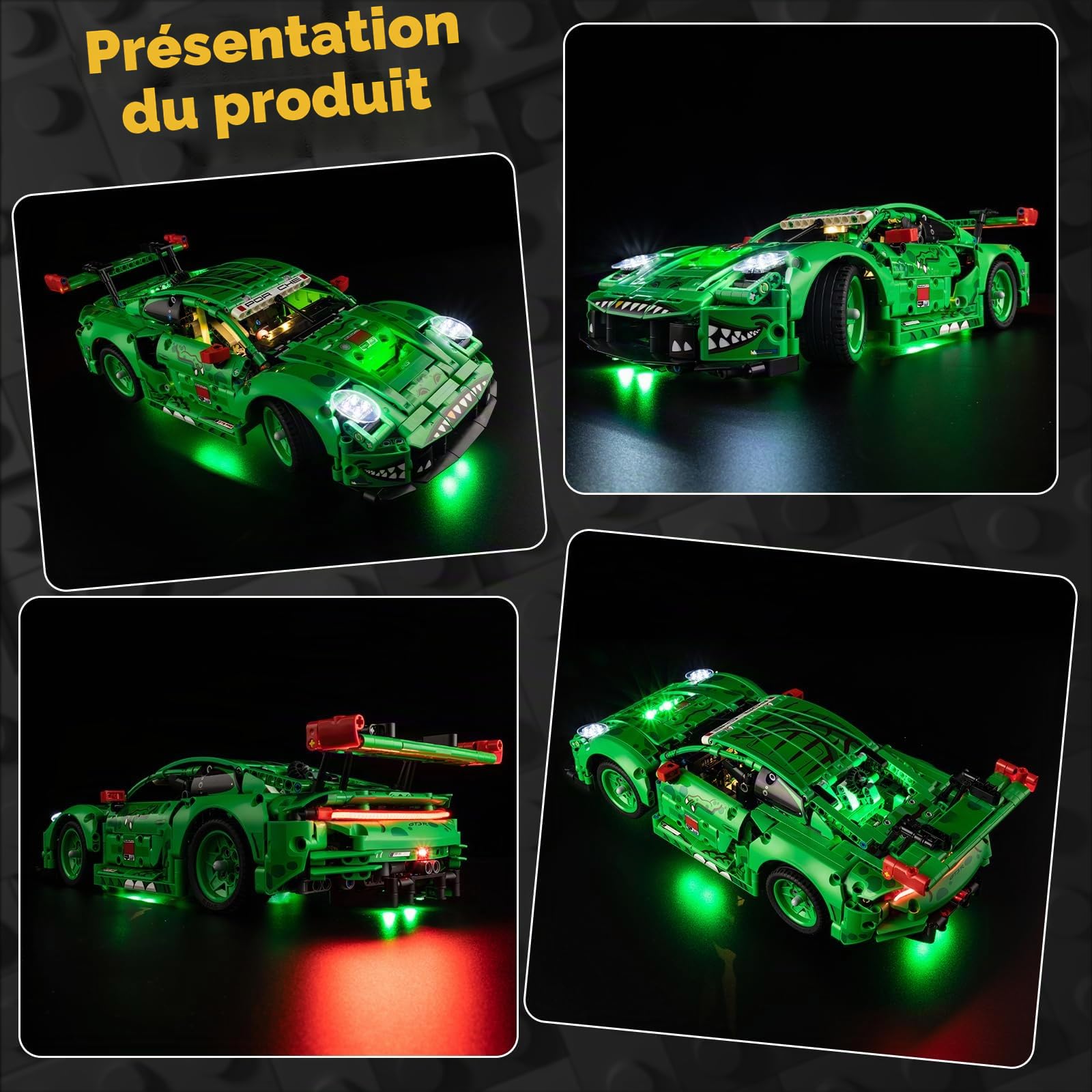 Kyglaring Kit d'Éclairage à LED Compatible avec Lego Technic Voiture Porsche 911 GT3 R Rexy AO Racing 42224 Blocs de Construction, Version Tactile (Pas de modèle)