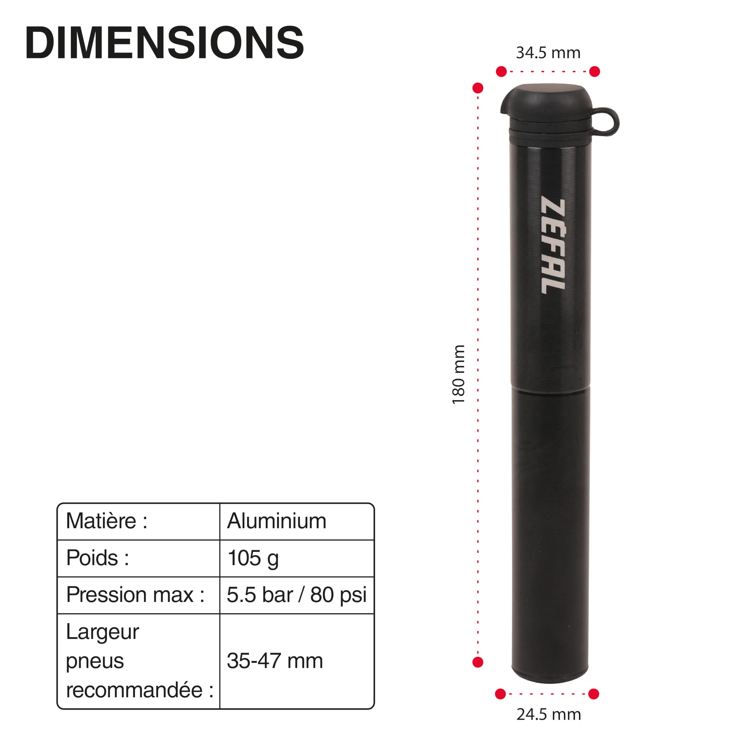 ZEFAL Gravel Mini - Pompe Velo Gravel - Noir