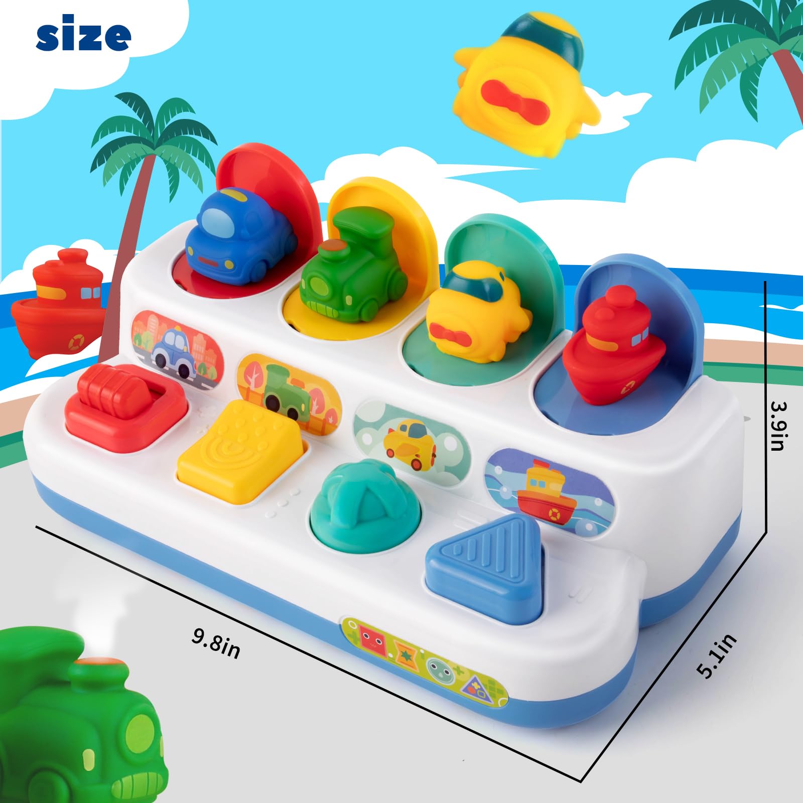 Montessori Cause and Effect Toy 12 Months, Baby Push Button Pop Up Animal Toy, Interactive Sensory Toys for Toddlers 1 2 3 - Image 2