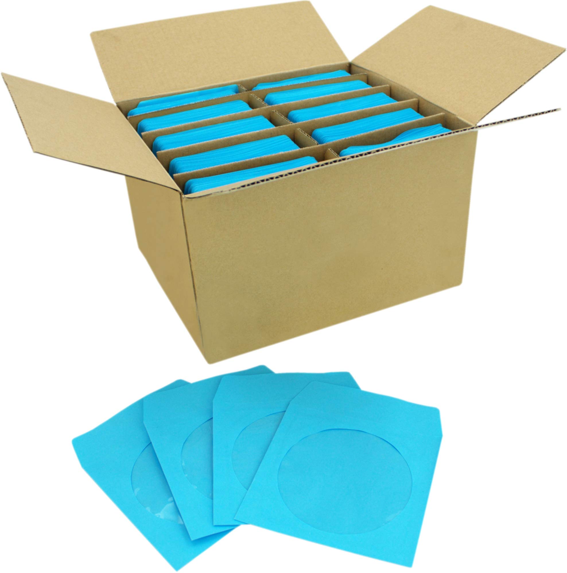 CD-/DVD-Hüllen aus Papier, mit Kunststofffenster, 12,7 x 12,7 cm, sichere und kompakte Disc-Aufbewahrung, Blau, 1000 Stück