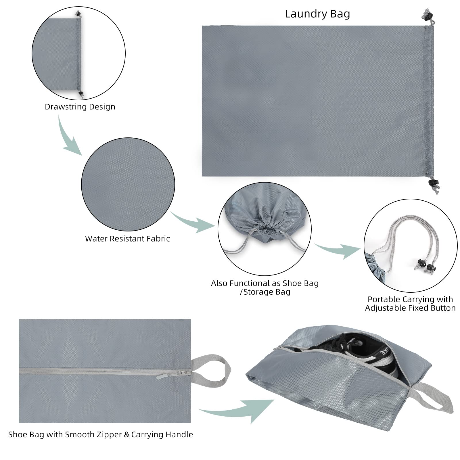 YYDSLEE Compression Packing Cubes for Travel Carry on Suitcase Organizer Bags 7set Expandable Travel bags Organizer for Luggage Compression Bags Travel Essentials + Shoe Bag, Laundry Bag(Blue & Grey)