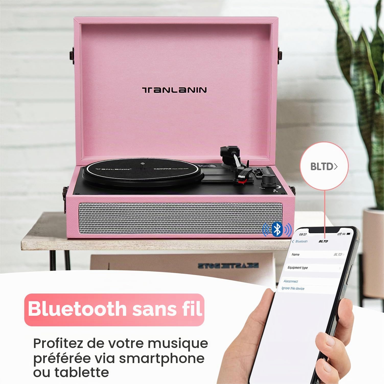 Tourne-disque rose