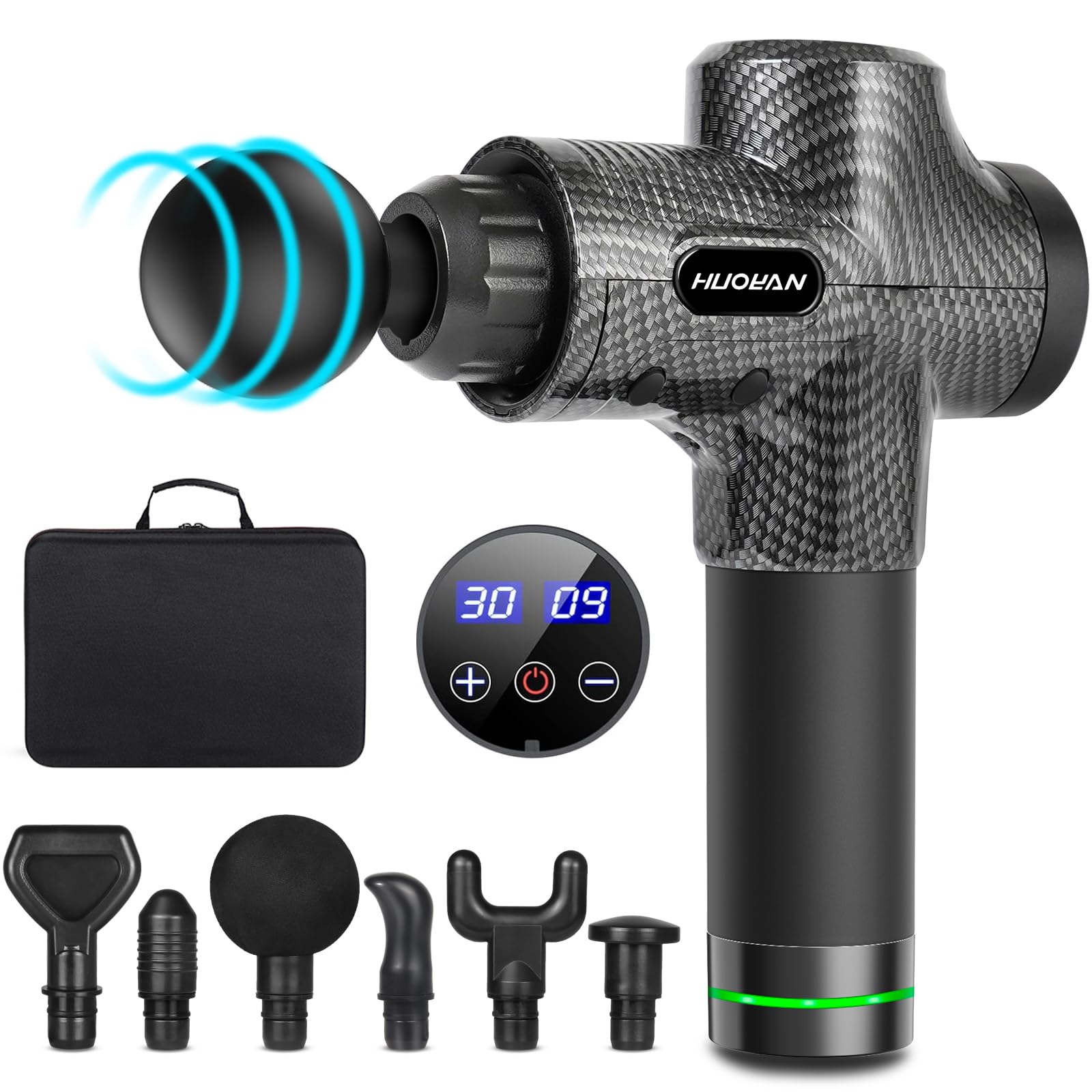 Massage Gun,Electric Muscle Massager Portable Muscle Fascial Gun Deep Tissue Massage Gun for Athletes Back Body Leg Pain Relief Low Noise Muscle Massager with Storage Bag and 6 Massage Heads