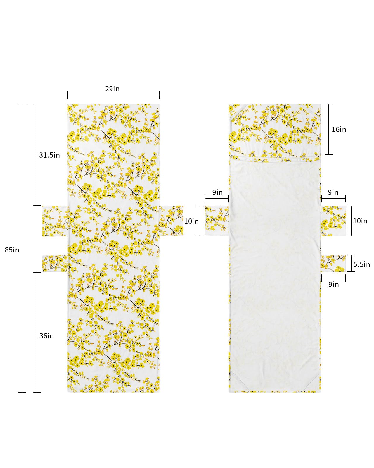 Watercolor Flower, Beach Lounge Chair Towel Cover, Soft Chaise Lounge Towel with Side Pockets Patio Pool Chairs Cover for Beach/Pool Sunbathing 29x85 Yellow Leaves Botanical Plant Farm Herb