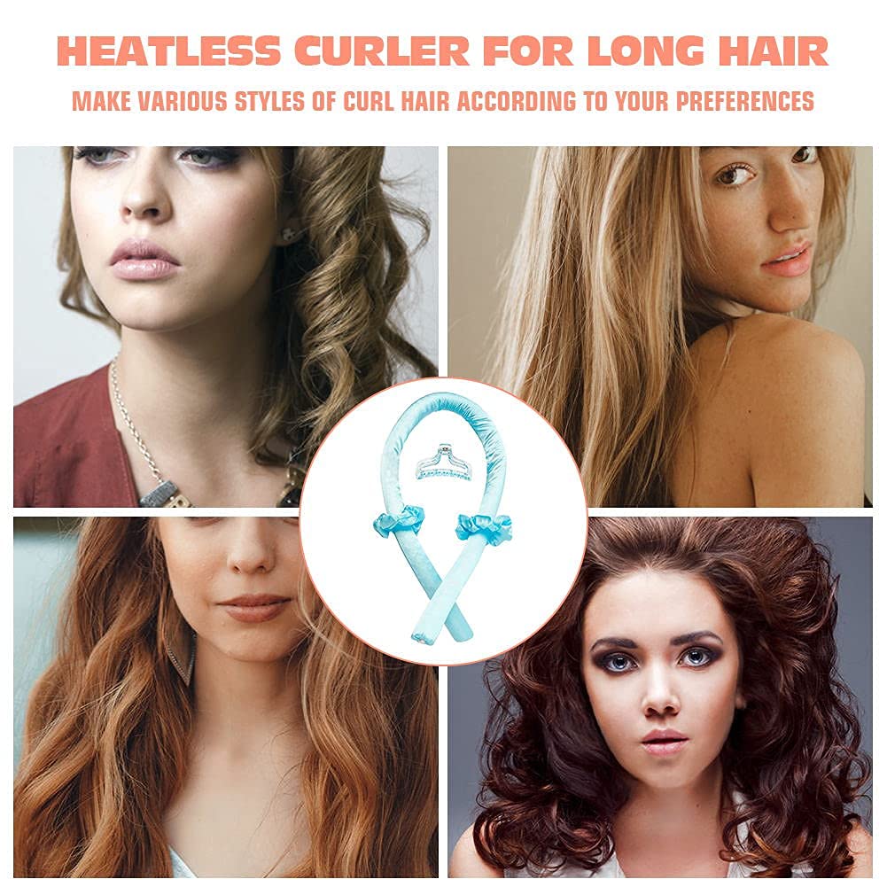 Heatless Curling Rod Headband – No Heat Silk Ribbon Hair Rollers, Soft Waves, Travel Size
