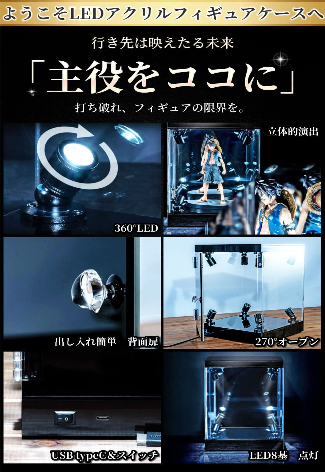 Amazon | CoCo.LouVre 【完成品】LED 背面ミラー フィギュアケース 
