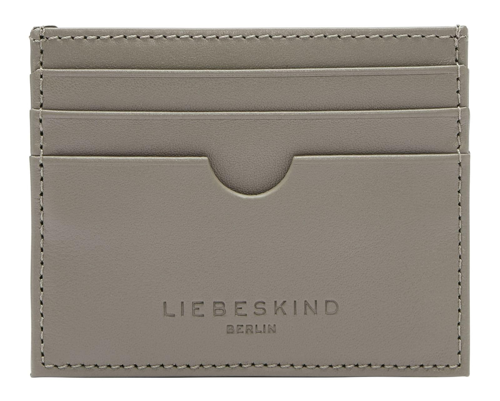 LIEBESKIND Berlin Leather Card case Soft Nappa Card Holder Neutral Gray Taupe