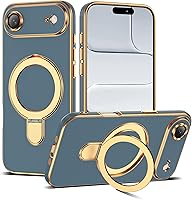 Vista 140 de Funda compatible con iPhone 12 con soporte de anillo magnético invisible [compatible con Mag-Safe] [Protector completo de lente de cámara] Funda