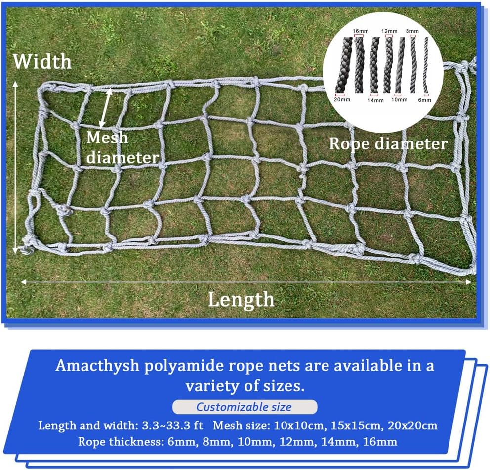 Kids Outdoor Climbing Net 3x3m (9.8ft) - Safe Rope Mesh for Treehouse & Playground, Durable Jungle Gym Accessory, Perfect for Fun & Active Playtime!