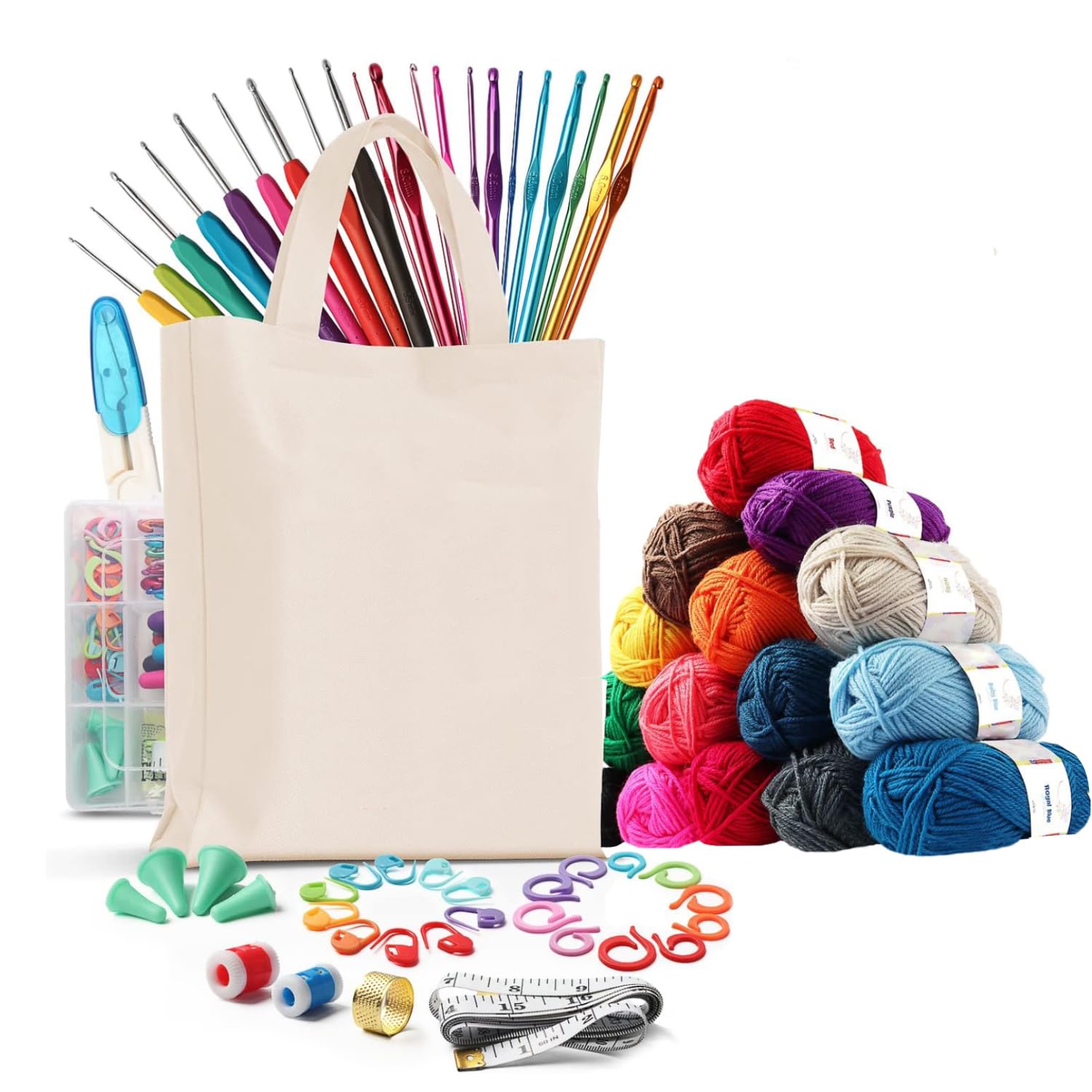BLISSO 72 Pcs Crochet Set - Ergonomic Crochet Kit for Beginners Adults for 1000's of DIY's with Yarn & Tools (Pearl Edition)-image-38