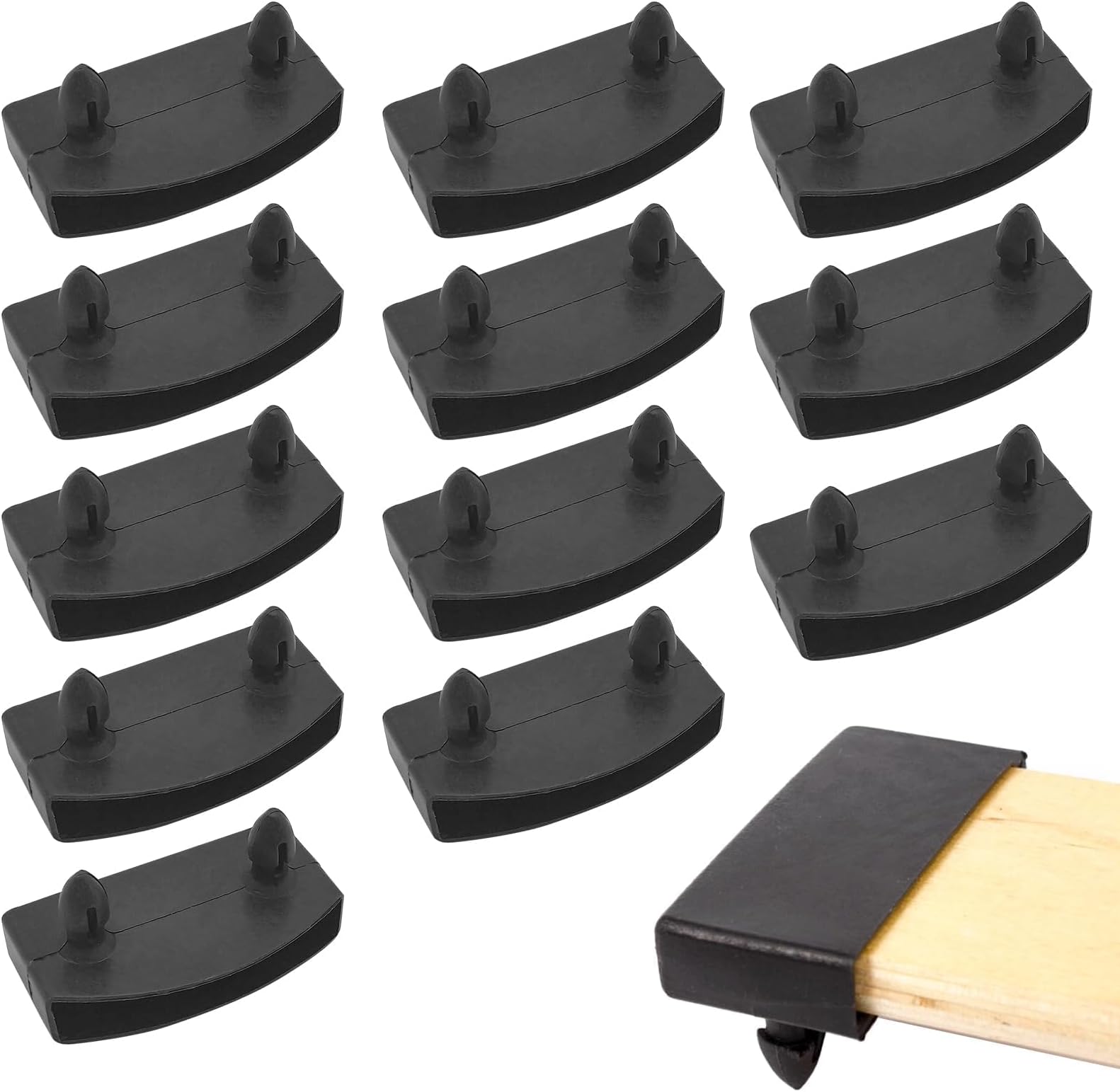 12 Pcs Bed Slat End Caps 55mm,Plastic Replacement Bed Slat Holders Single End Support Clips,Black Bed Slat Fixing Caps for Single,Double and King Size Bed Frame Repair