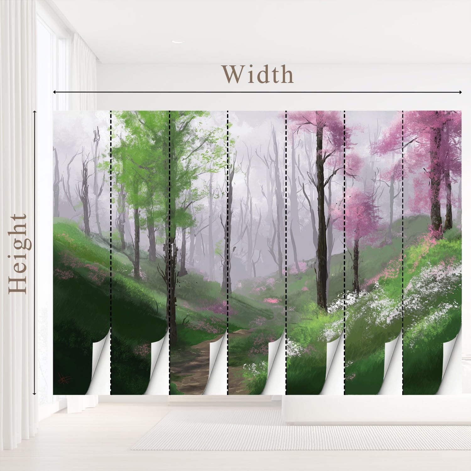 Tapeta 3D, świeża, nordycka, japońska, 400 x 280 cm, mural, drzewo, kwiatowa tapeta mural do sypialni, przedszkola, malowniczego ogrodu