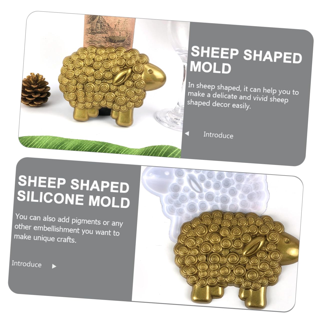 LIFKOME 4 Pièces Moule Silicone pour Animaux Moule à Époxy Forme de Mouton pour Vos Projets DIY Décorations Murales Flexible Durable