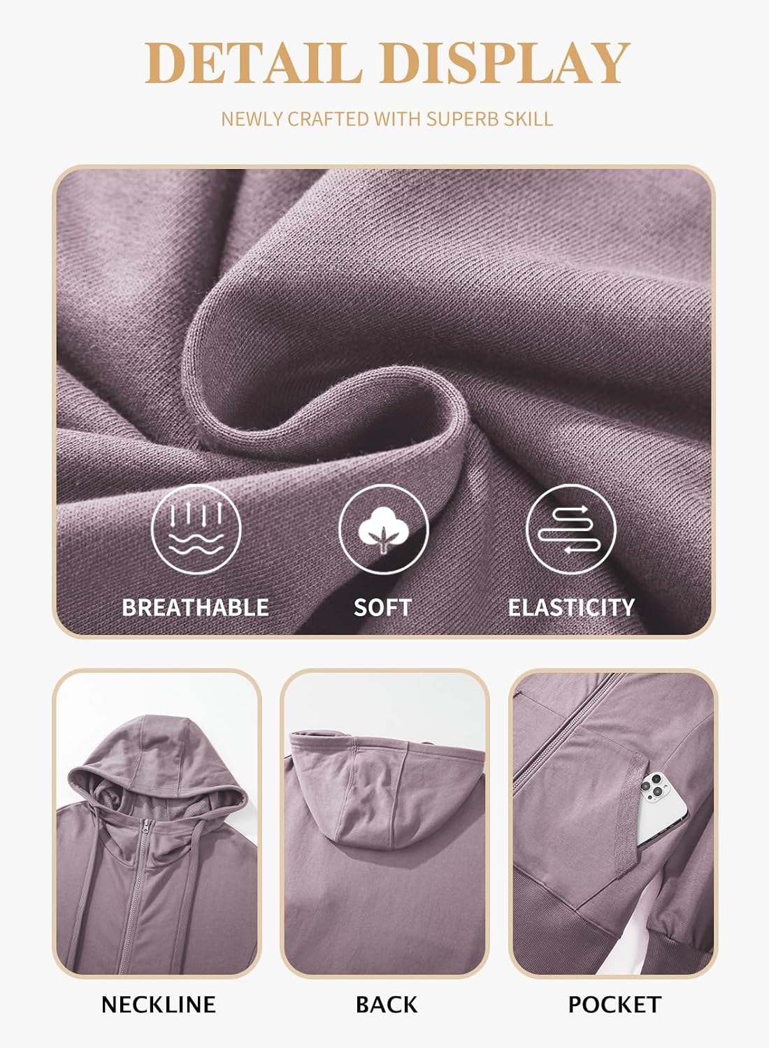Eytino Women Plus Size Zip Up Hoodie Long Sleeve Oversized Sweatshirts image 5