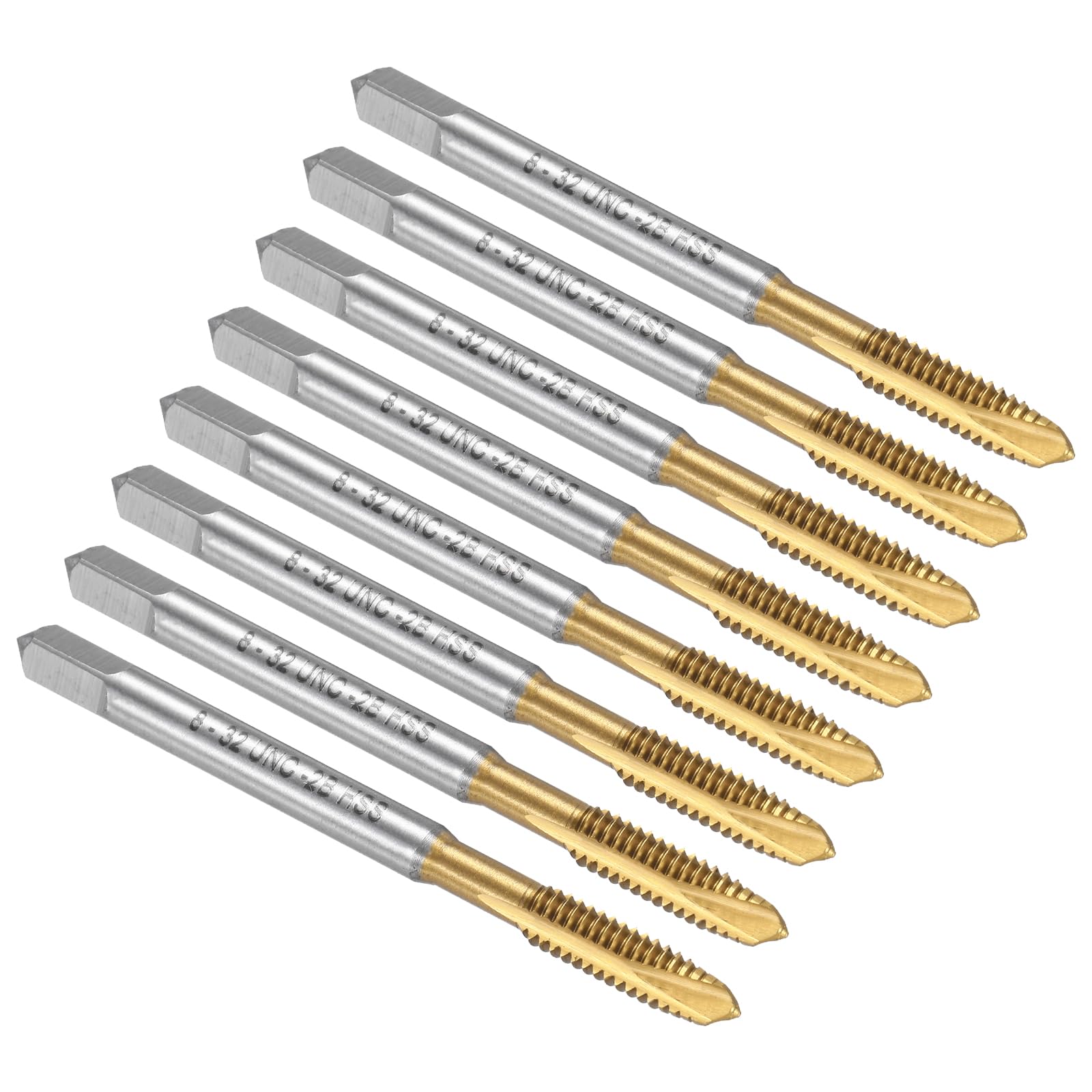 QUARKZMAN 8 Stück Maschine Gewindebohrer Spitze 8-32 UNC Spitzengewindeschneider HSS6542 Universelle und Hochwertige Gewindebohrer Titanbeschichtete Oberfläche