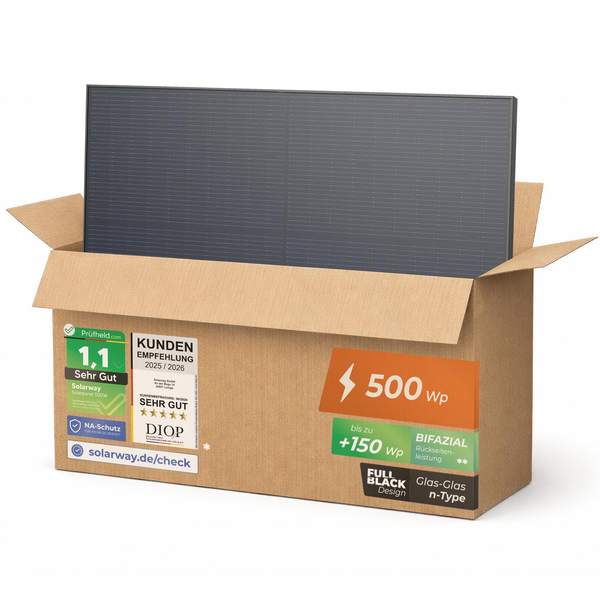 NAKA Solarmodul 500 W JAM60D41-500/LB Vollschwarz 1953 mm x 1134 mm x 30 mm 27,3 kg 1x Solarpanel 0% MwSt.