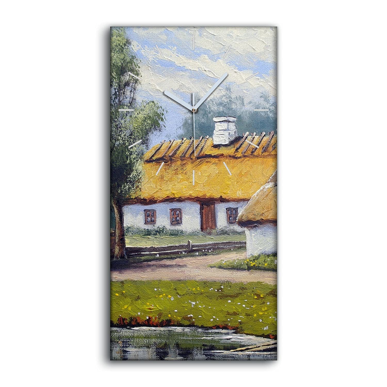 Horloge sur Toile d'Art Moderne Salon Tableau Paysage Premium 30x60cm