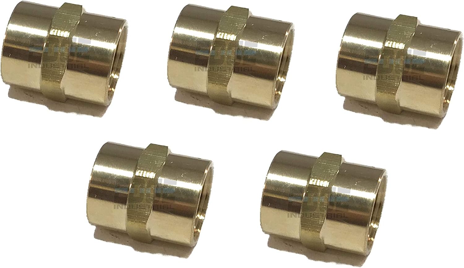 Brass Coupling 3/8" Female NPT FNPT Fuel/AIR/Water/Oil/Gas WOG (Qty 05)