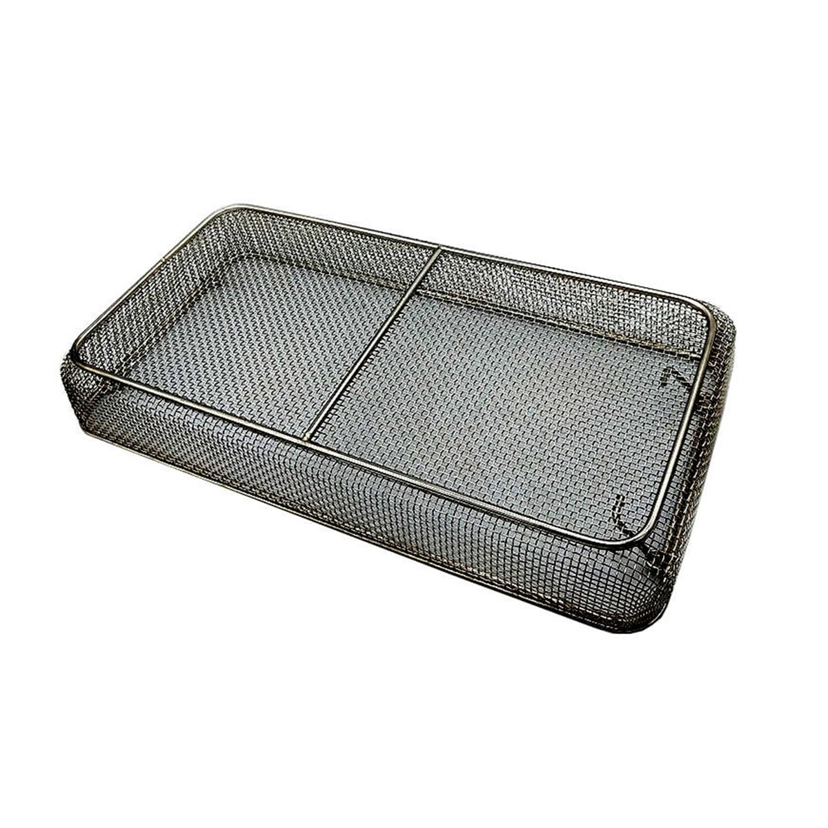 Medizinischer Desinfektions-Reinigungskorb aus Edelstahl 304, Ultraschall-Reinigungskorb für chirurgische Instrumente, Sterilisationstablett mit perforierten Netzkörben,25 * 20 * 7cm