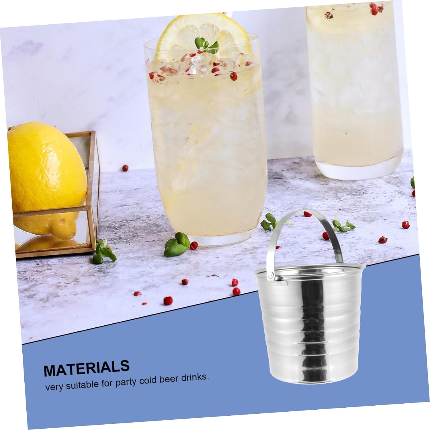 SHOWERORO Stainless Steel Ice Bucket with Lid and Scoop Sturdy Beverage Ice Bucket for Parties Bars and Cocktail Events for Wine and Beer Modern Design
