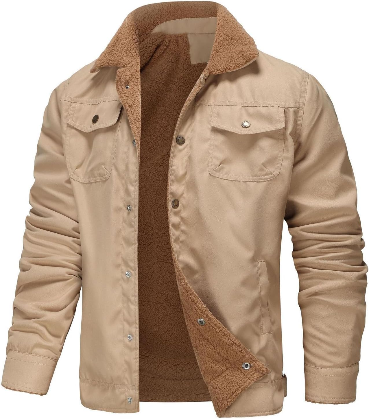 Men's Cargo Jacket Winter Sherpa Fleece Lined Work Coats Jackets