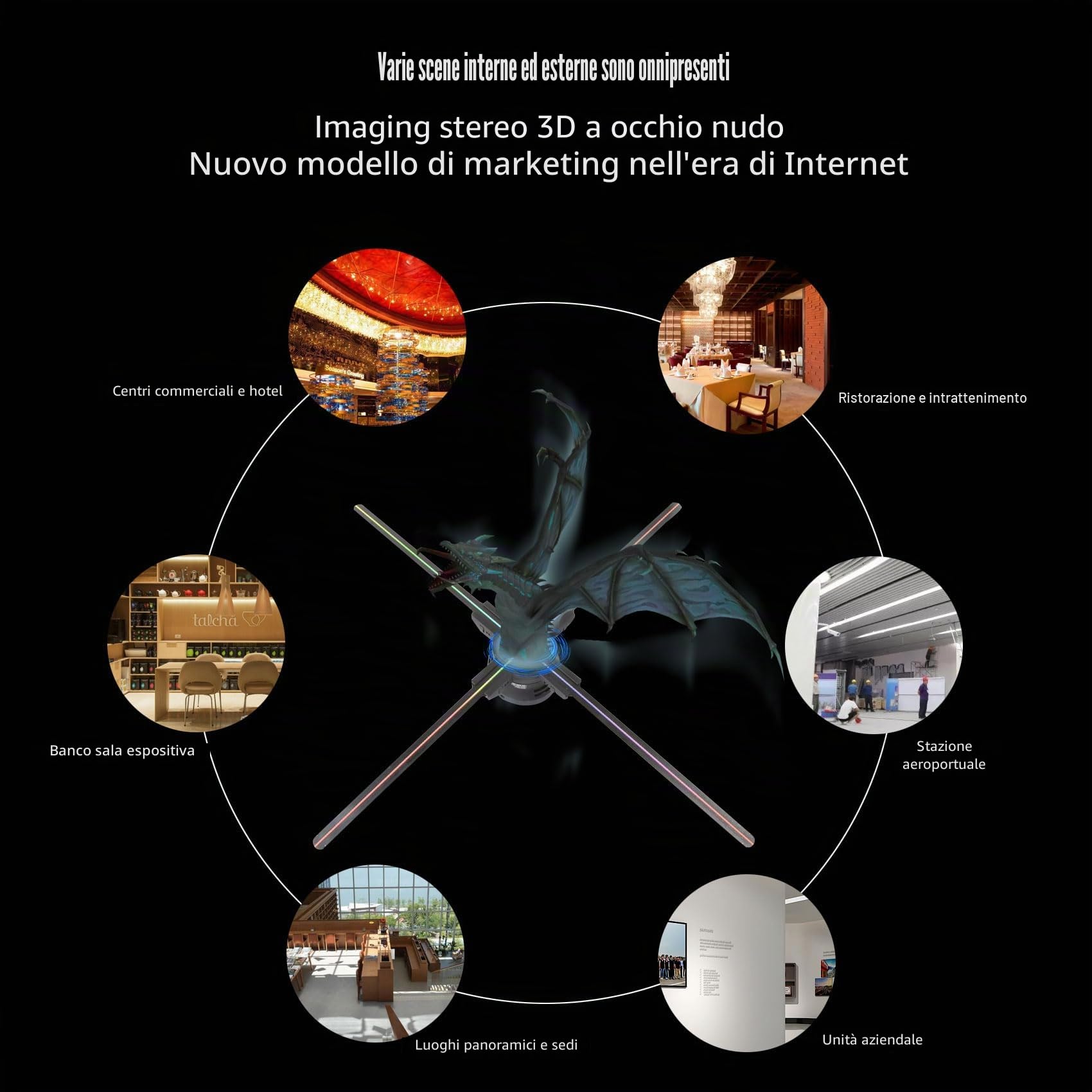 Missyou Ventilatore Olografico 3D 85CM, Proiettore Olografico LED con 1024 Perline Luminescenti, WiFi & APP Controllo, Bluetooth, Video Wall 3D, Con 700 Video Gratuiti, Display Pubblicitario