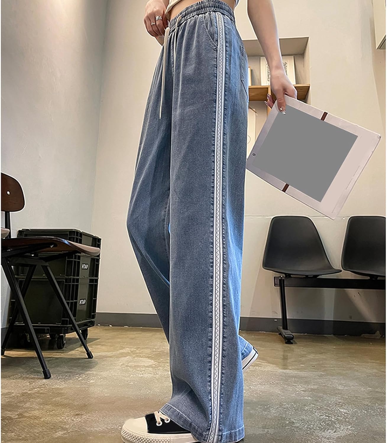 [HWQFM] レディース ジーンズ デニムパンツ ワイドストレート ファッション パンツ 夏 ロングパンツ ボトムス ジーパン 森