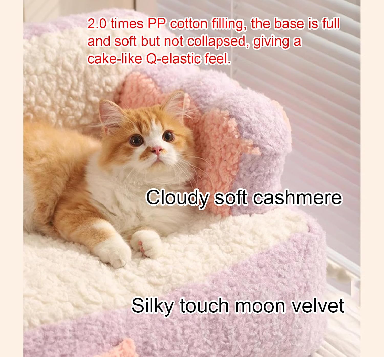 VIDECOR Cat Beds for Indoor Cats & Small Dogs & Washable Cover & Non-Slip Bottom, Cat Couch Sofa Bed for Pets Up to 40 lbs 53 * 45 * 37cm,A
