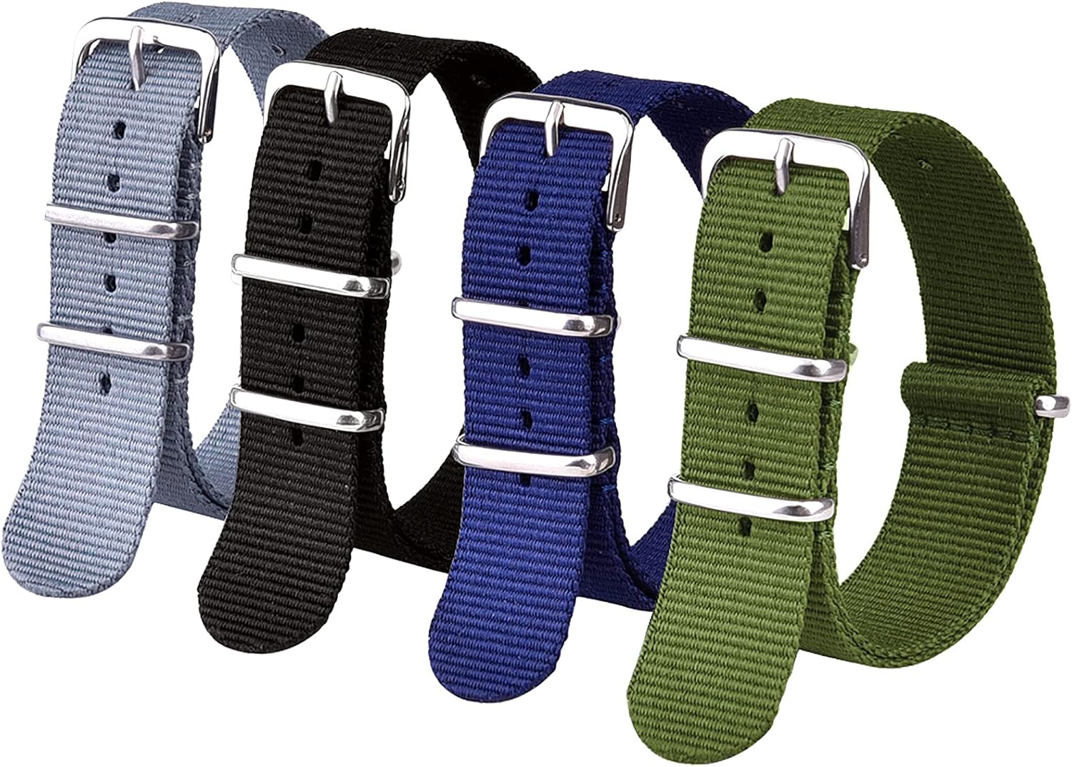 Ritche Military Ballistic Nylon Strap 16mm 18mm 20mm 22mm Premium Nylon Watch Band Strap With Stainless Steel Buckle (4 Packs)