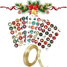 Chiffres Autocollants pour Calendrier de L'avent,Autocollants de Noël,Ruban Satin,Autocollant Calendrier de L'avent,1-24 Autocollants Numéros pour Décoration Cadeau de Noël,DIY Calendriers de L'Avent