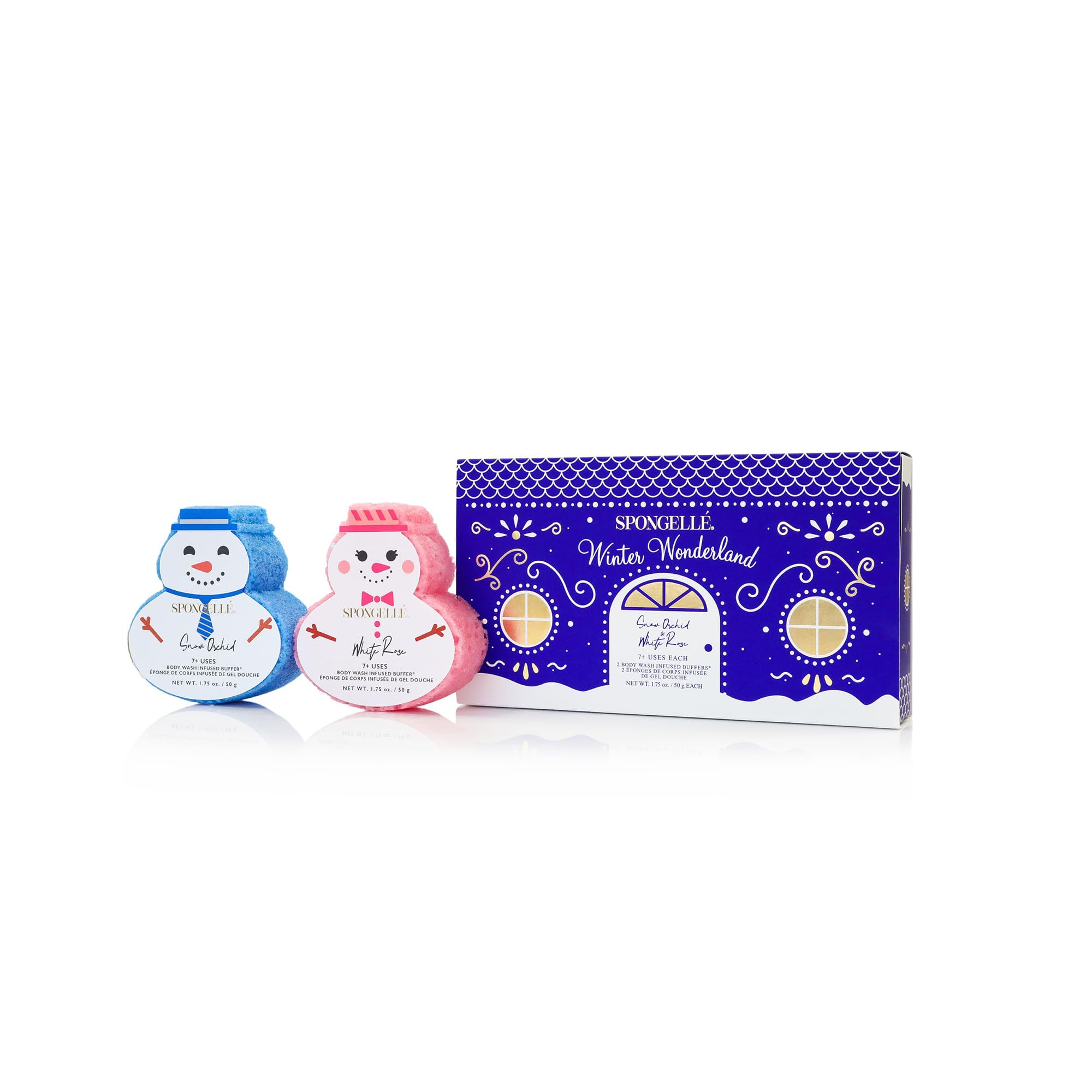 SPONGELLÉ Snowpeople Gift Set Body Wash Infused Buffers, Blue