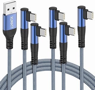 USB C Cable,3.3FT 5Pack Right Angle Type C Charger Cable Fast Charging,USB C Charger Cable Fast Charging Nylon Braided Compatible Samsung S10 S9,Google Pixel, Sony Xperia, Huawei P10, LG,Blue