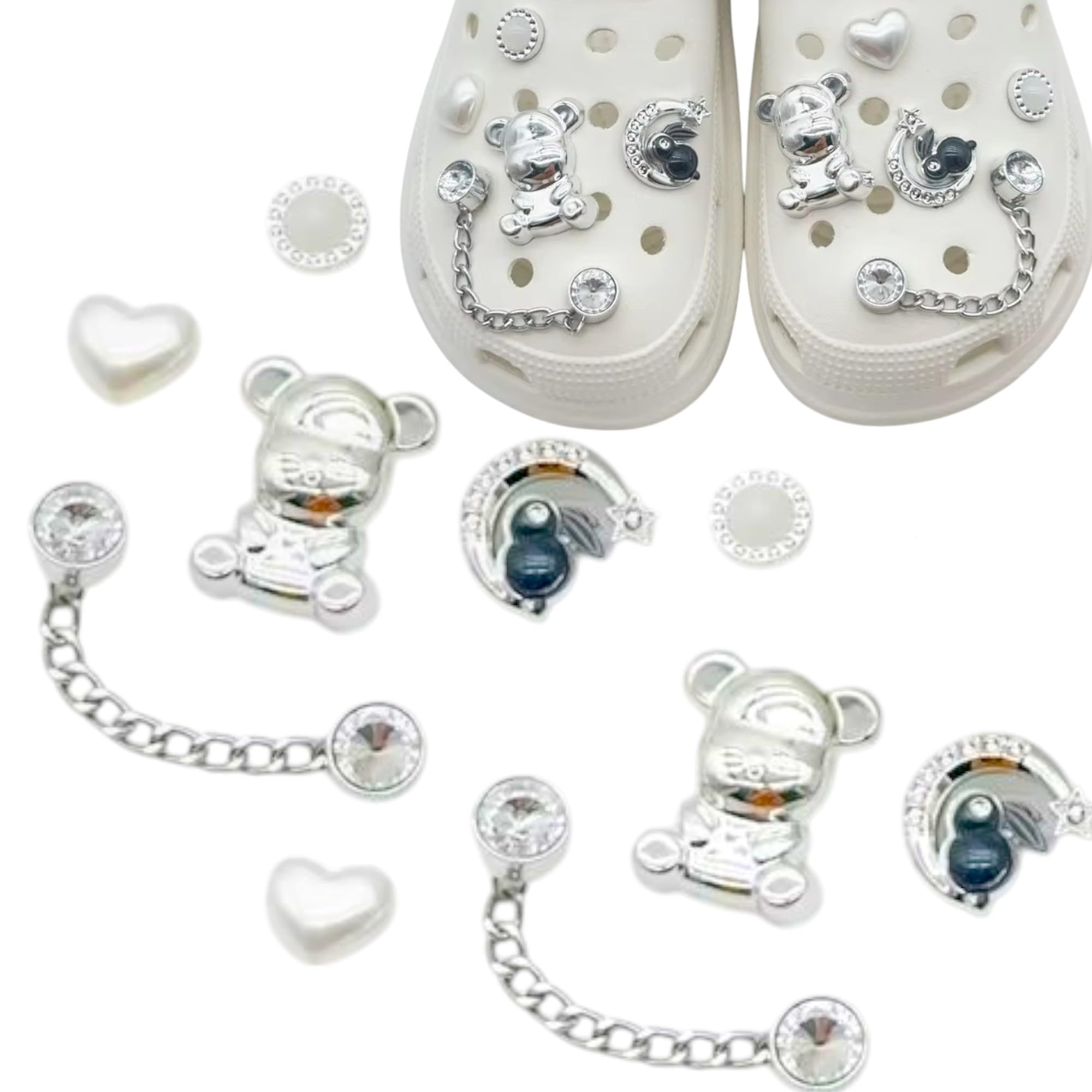 【新品・未使用】ラ ミア シェルタ/S/シルバー　チャーム　ビジュー Amazon.co.jp: シルバーベア ハート チェーン 三日月 ラビット 10個