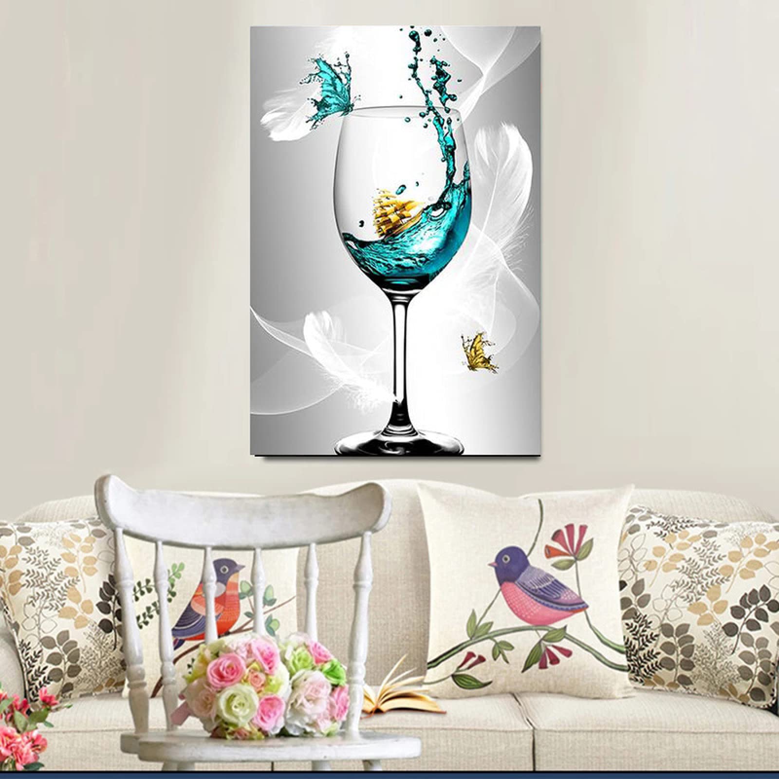 Piękny abstrakcyjny motyl czerwone wino szkło obraz na płótnie plakat i wydruki sztuka ścienna zdjęcia salon wystrój domu 40 x 60 cm x 2 bez ramy