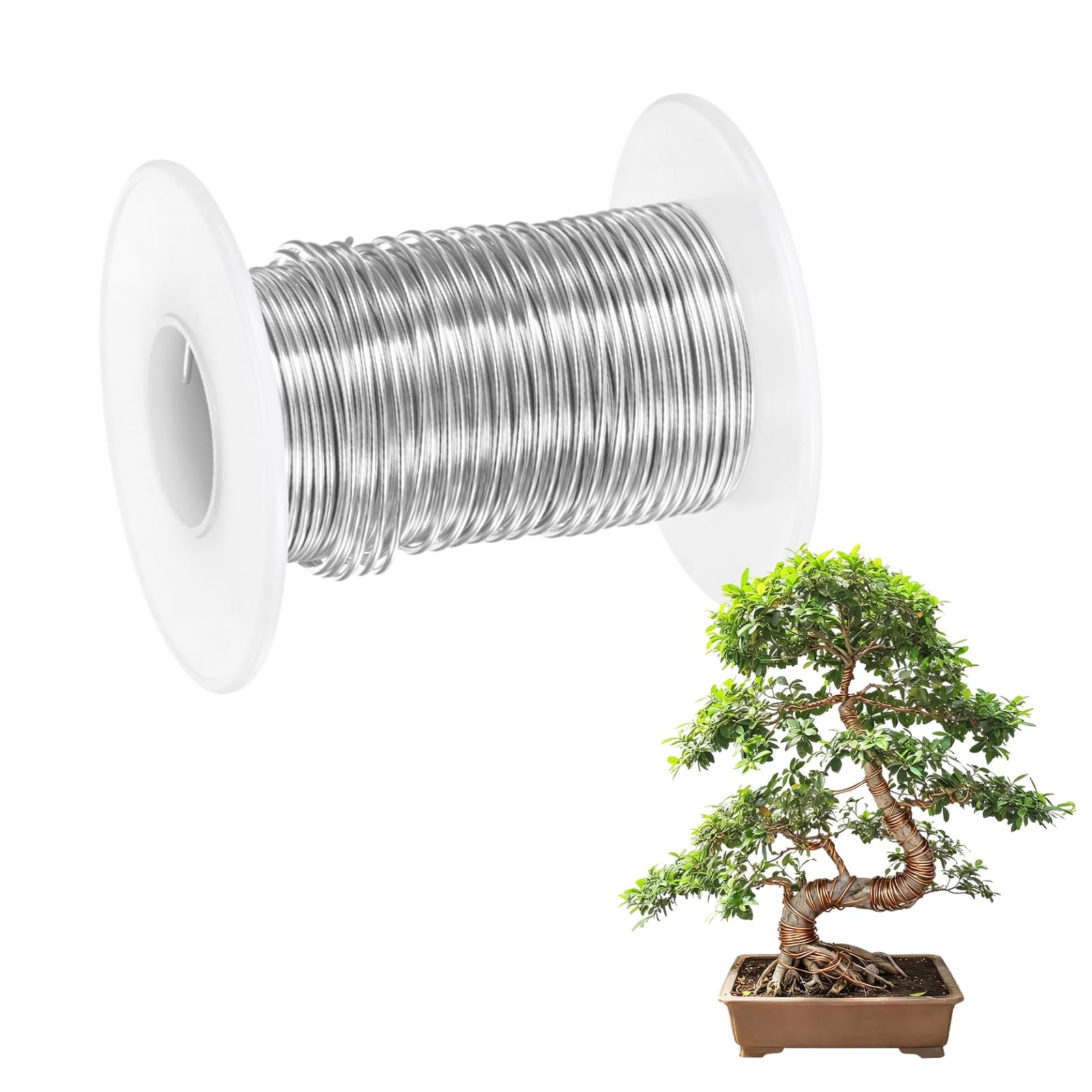 M METERXITY 1-Pack Bonsai Training Wire, 1mm x 49ft/15m Anodized Aluminum Bonsai Tree Wire for Fine Trunk/Gardening Branch/DIY Crafting [Silver Tone]