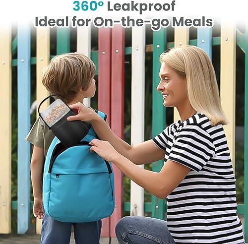 Miniatura 6 de Contenedor aislado 2 en 1 para alimentos y aperitivos, termo de sopa infantil de 15 onzas para comida caliente con asa y cuchara, a prueba de fugas,