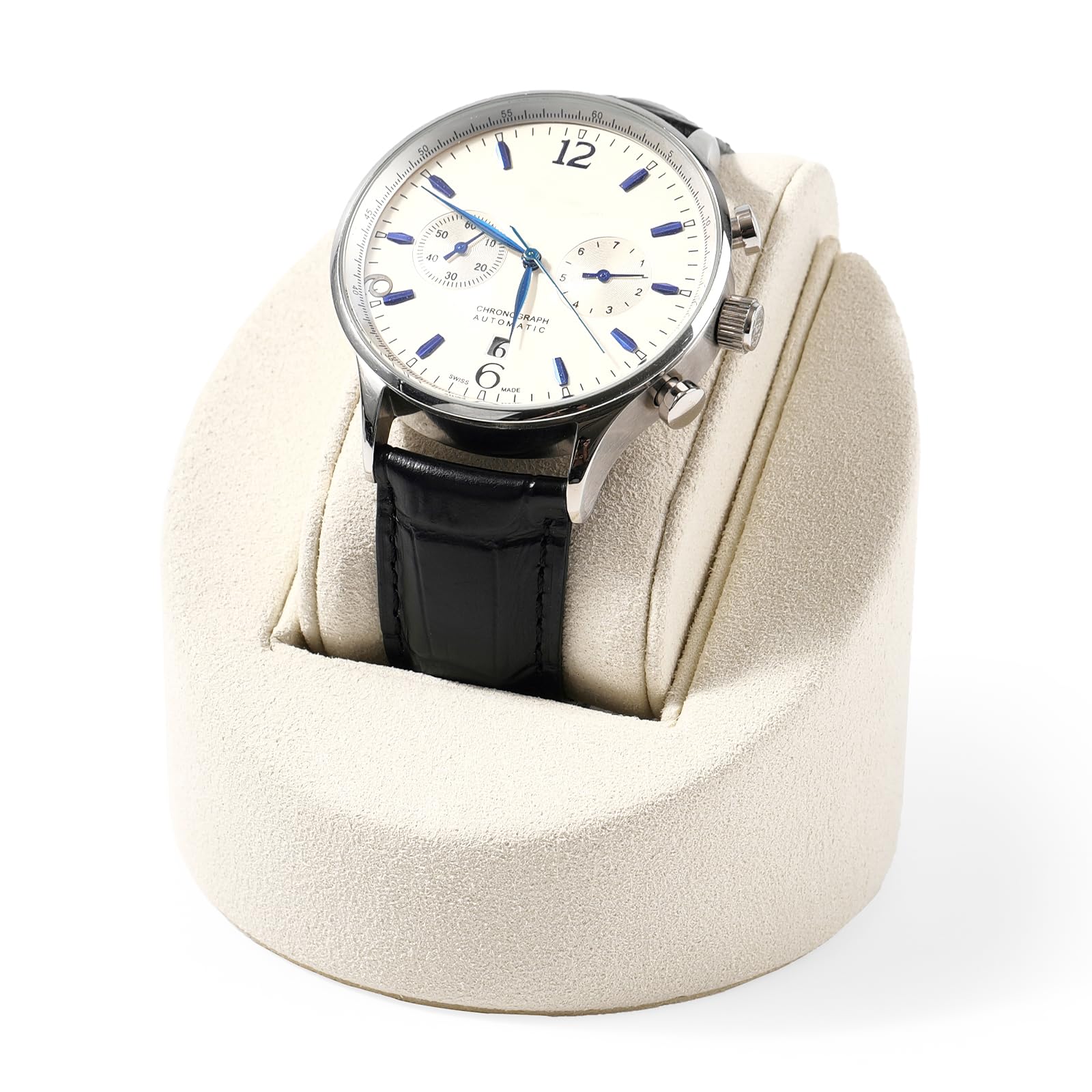 Support de montre en velours beige de luxe pour sublimer votre coiffeuse