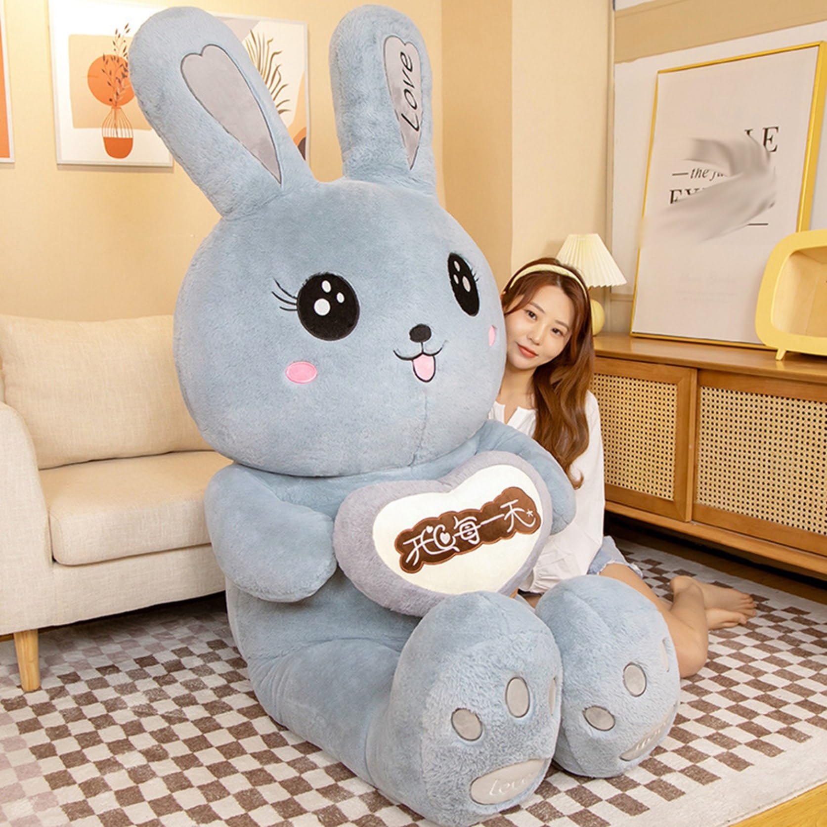 「うさぎ」 大きめクッション Amazon｜巨大兎 縫いぐるみ 縫い包み 1.8m うさぎ ウサギ 座り姿
