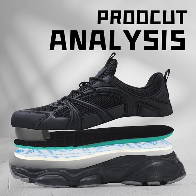 GUYISA Steel Toe Shoes for Men Women Lightweight Safety Work Shoes with Puncture Resistant Midsole Comfortable Breathable Low Top Work Utility Sneakers for Warehouse Factory Construction Logistics Job