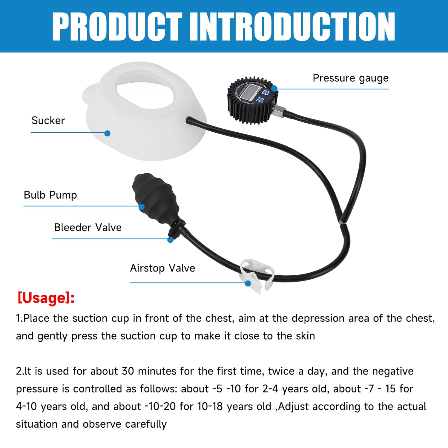 Pectus Excavatum Brace Pectus Excavatum Vacuum Bell Pectus Excavatum Orthosis Sternum Brace Chest Brace for Kids Men Women (Small)