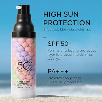 3 in 1 Color Correcting Makeup Primer Facial Serum, SPF 50 PA+++ Sunscreen Isolation Cream, Oil Control Moisturizing Skin Tone Correcting, One Step Color Corrector Face Primer