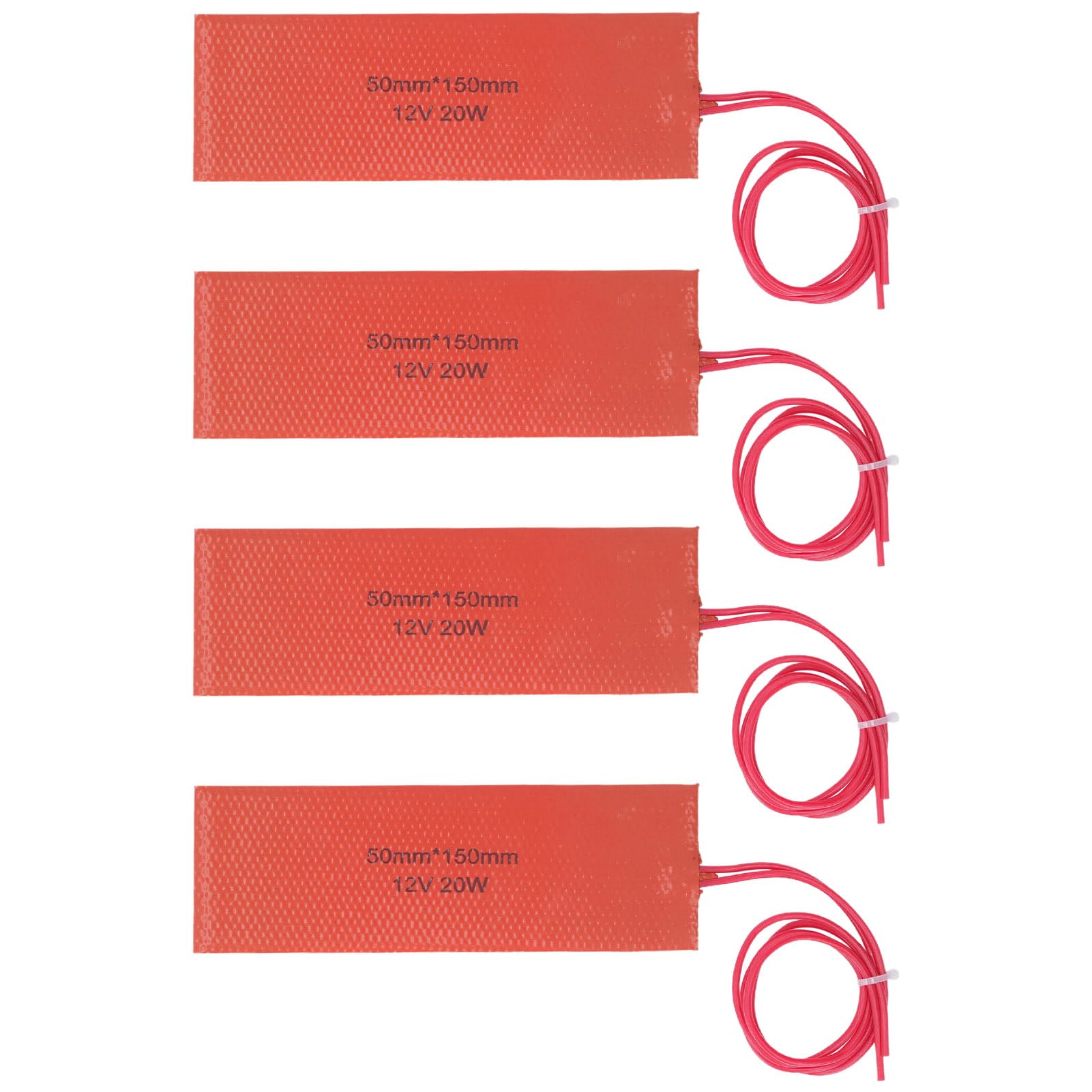 Tapis chauffant en silicone 12V 20W lot de 4 souple 15x5 cm pour équipement industriel