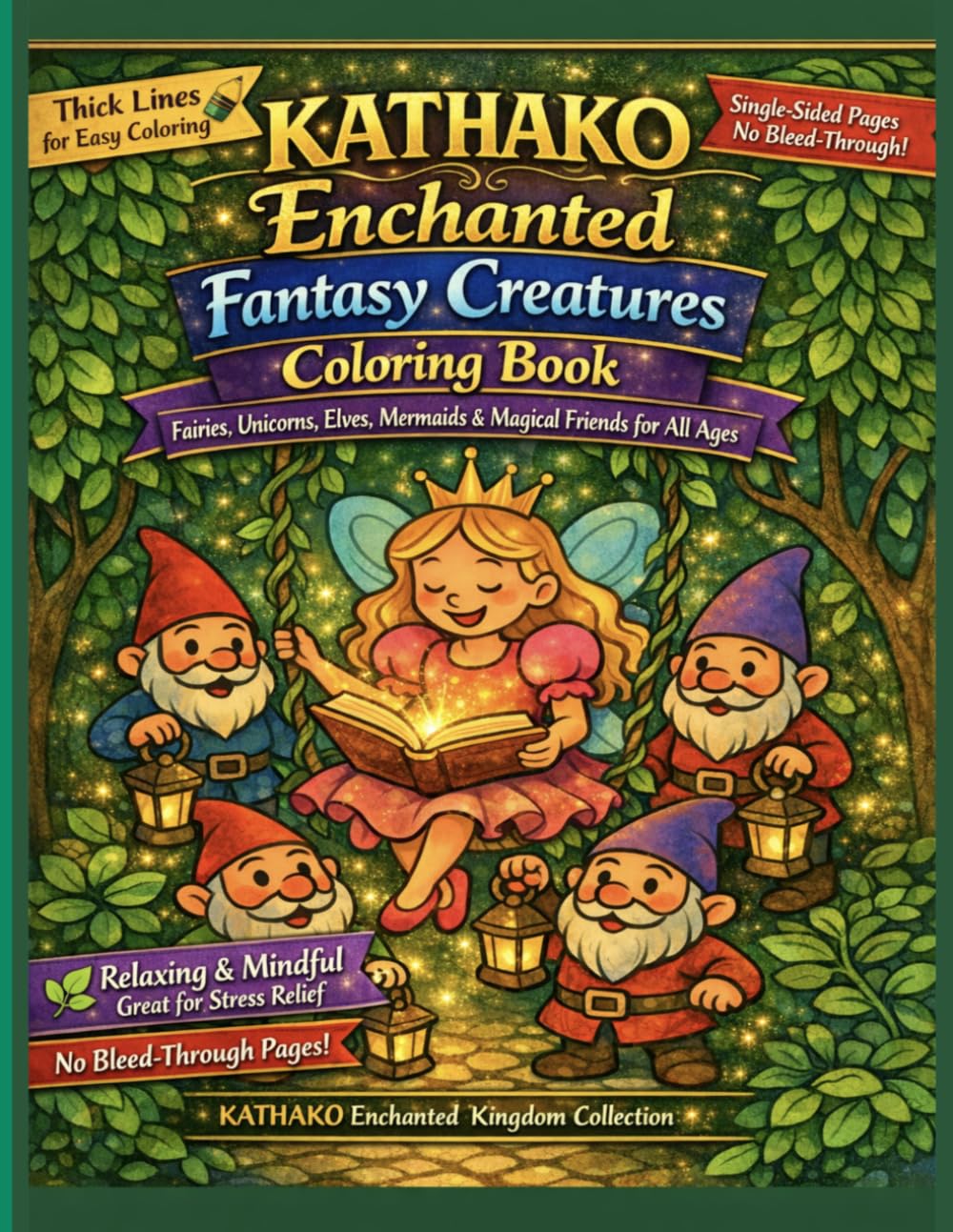 KATHAKO Enchanted Fantasy Creatures Coloring Book: Fairies, Unicorns, Elves, Mermaids & Magical Friends for All Ages