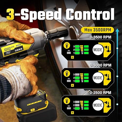 Miniatura 4 de Llave de impacto de 1200N.m para batería DeWalt de 20 V (sin batería), pistola de impacto inalámbrica de 20 V de 12 pulgada, destornillador de