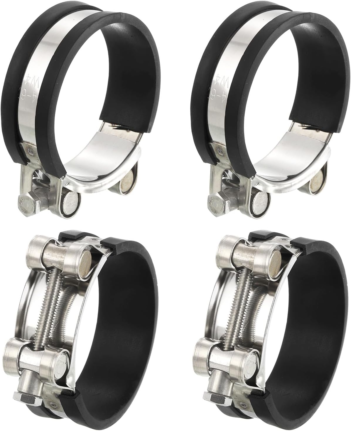 uxcell 4Pcs T-Bolt Hose Clamp Working Range 17-19mm Rubber Cushioned Intake Intercooler Clamps Adjustable Tube Clamps for Tubes Pipes